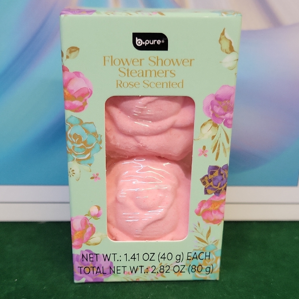 b.pure Pink Flower Shower Steamers 2ct Rose Scented